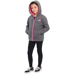 Girls | Puma | Gray Sherpa Zip Hoodie Jacket - Large (14-16)